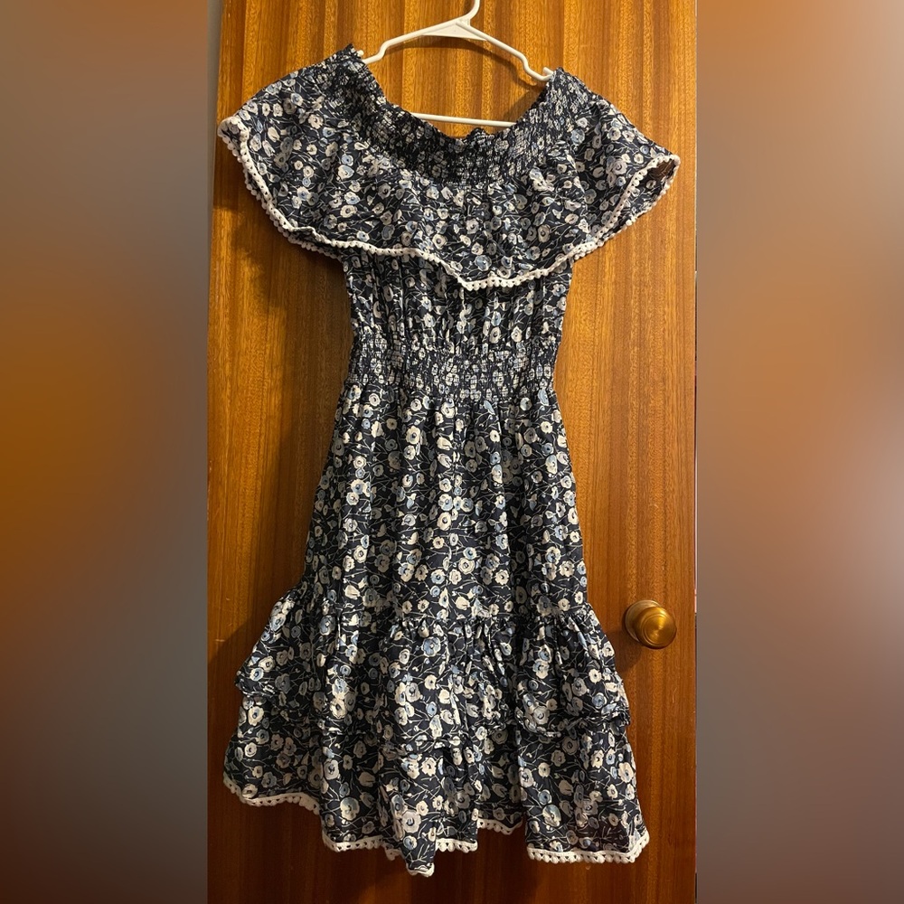 Eva Mendes for New York & Company Strapless Navy Floral Dress